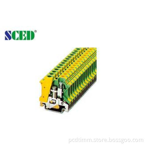 Yellow & Green 8.2mm Width Din Rail Terminal Blocks With Si